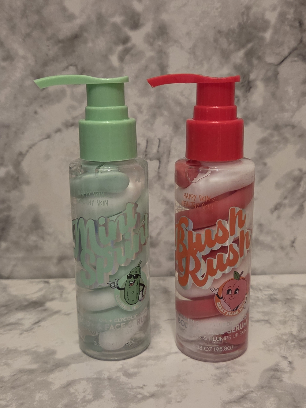 Mint Sprint & Blush Rush Body & Face Serums - Cucumber Mint & Berry Peach Scents